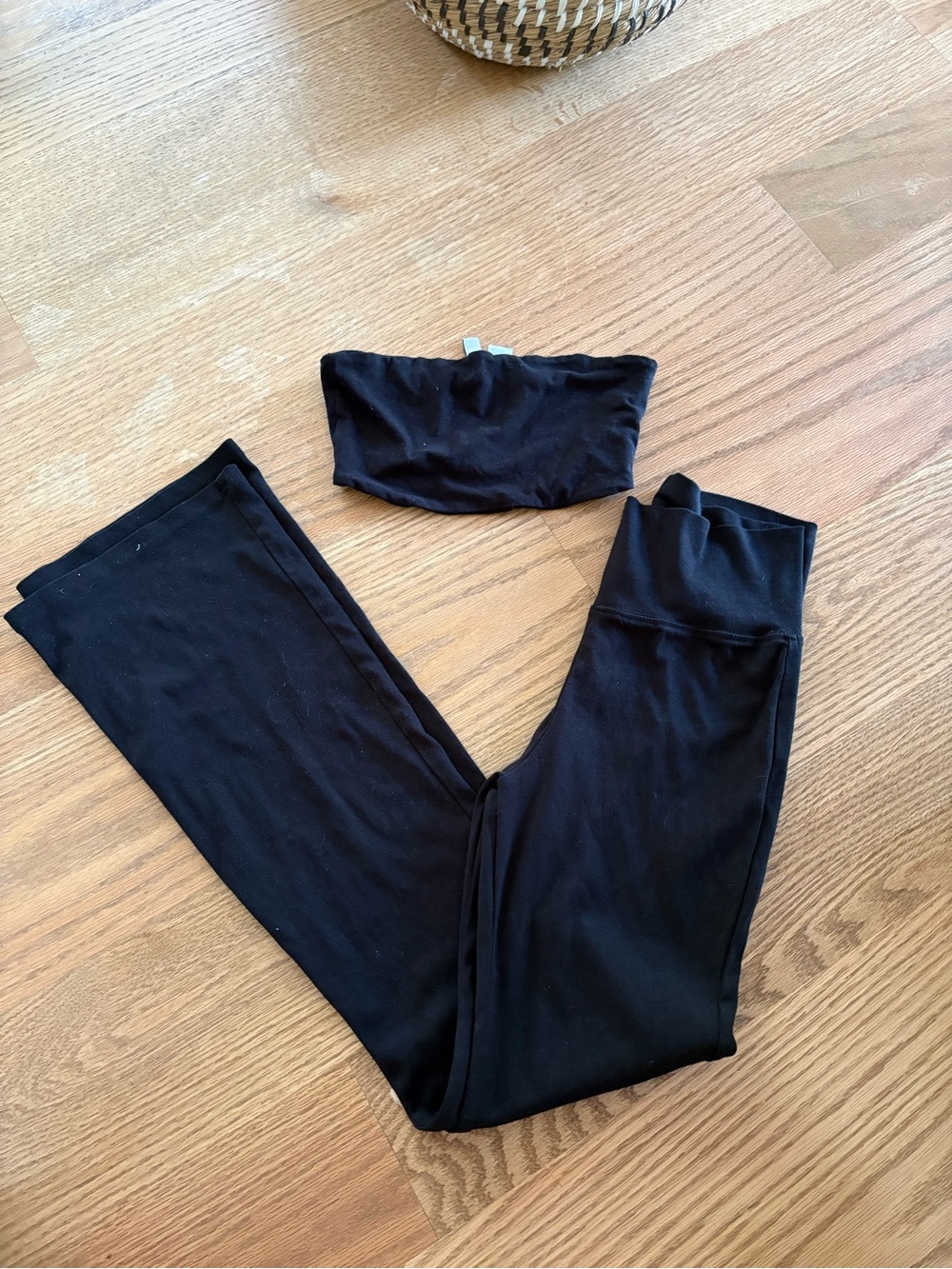 H&M Black Strapless Bandeau and High-Rise Leggings Set